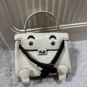 Luxury Crocodile Embossed "Kelly Doll" Top Handle Bag